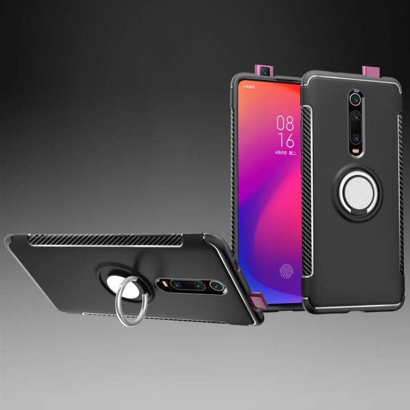 Etui Xiaomi Mi 9T / Mi 9T Pro Pierścień Magnetyczny Z Włókna Węglowego Etui Ochronne