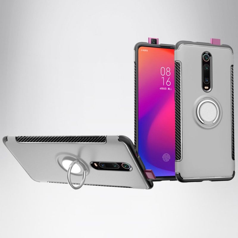 Etui Xiaomi Mi 9T / Mi 9T Pro Pierścień Magnetyczny Z Włókna Węglowego Etui Ochronne