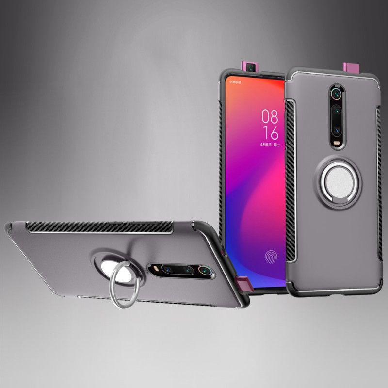 Etui Xiaomi Mi 9T / Mi 9T Pro Pierścień Magnetyczny Z Włókna Węglowego Etui Ochronne