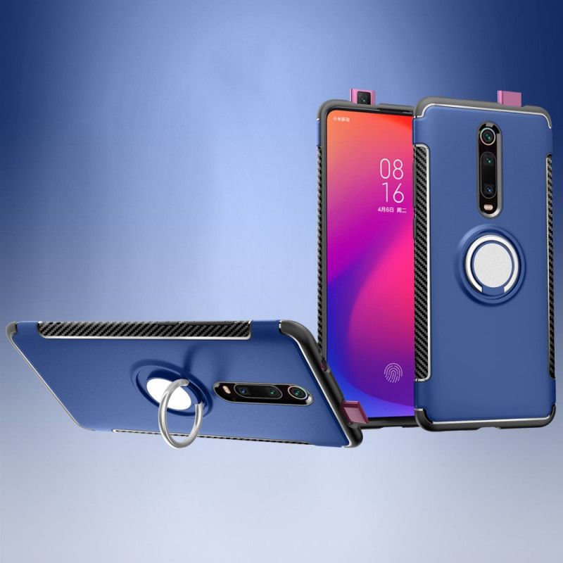 Etui Xiaomi Mi 9T / Mi 9T Pro Pierścień Magnetyczny Z Włókna Węglowego Etui Ochronne