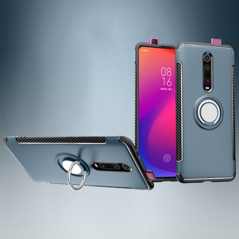 Etui Xiaomi Mi 9T / Mi 9T Pro Pierścień Magnetyczny Z Włókna Węglowego Etui Ochronne