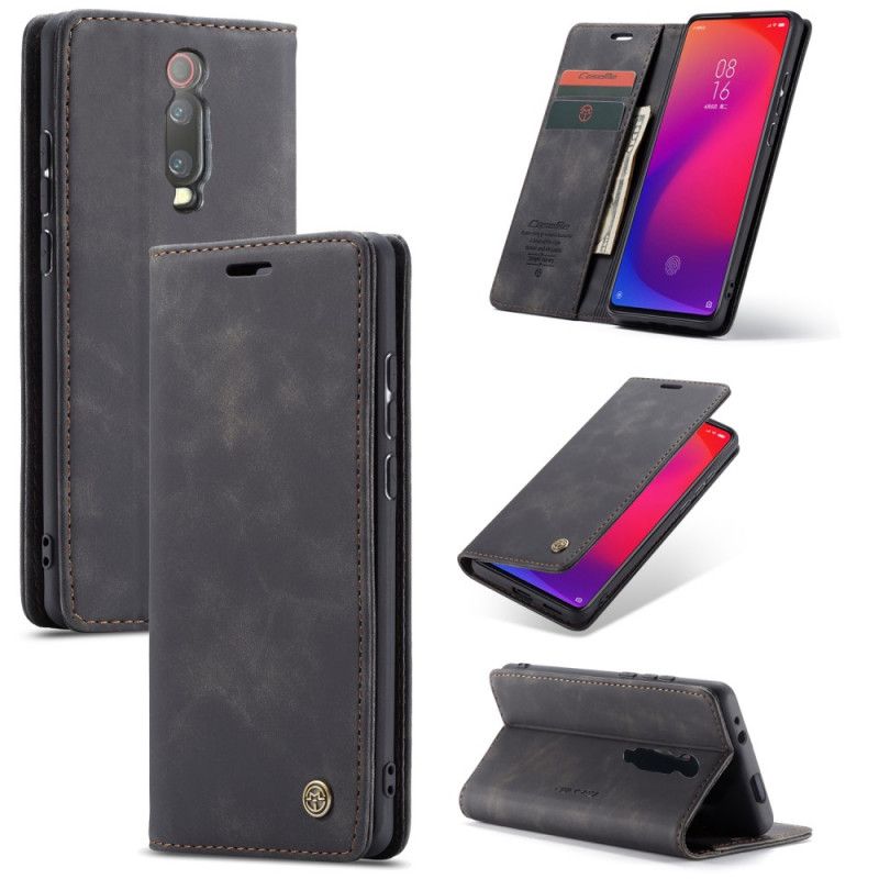 Flip Kotelot Xiaomi Mi 9T / Mi 9T Pro Czerwony Czarny Etui Z Imitacji Skóry