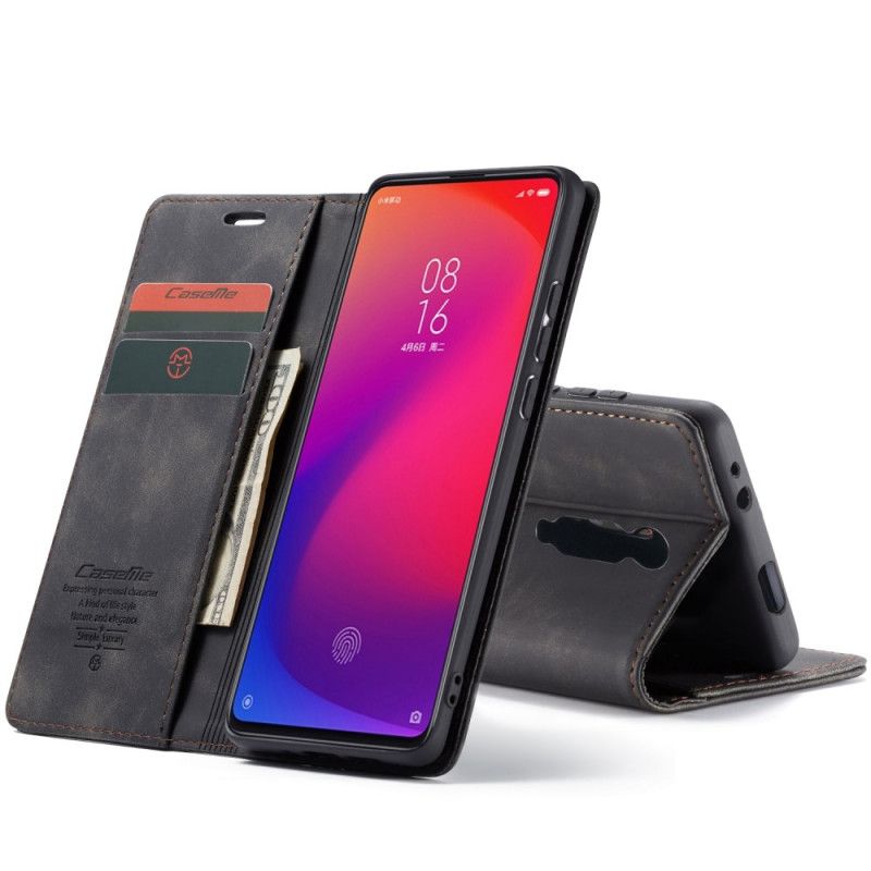 Flip Kotelot Xiaomi Mi 9T / Mi 9T Pro Czerwony Czarny Etui Z Imitacji Skóry