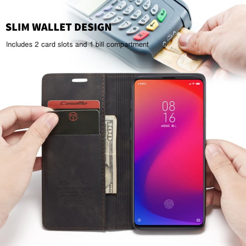 Flip Kotelot Xiaomi Mi 9T / Mi 9T Pro Czerwony Czarny Etui Z Imitacji Skóry