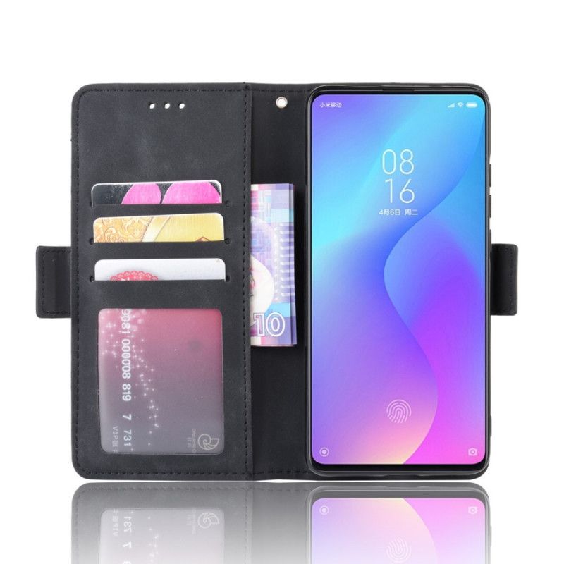 Skórzany Futerał Xiaomi Mi 9T / Mi 9T Pro Czerwony Czarny Etui na Telefon Multikarta Pierwszej Klasy