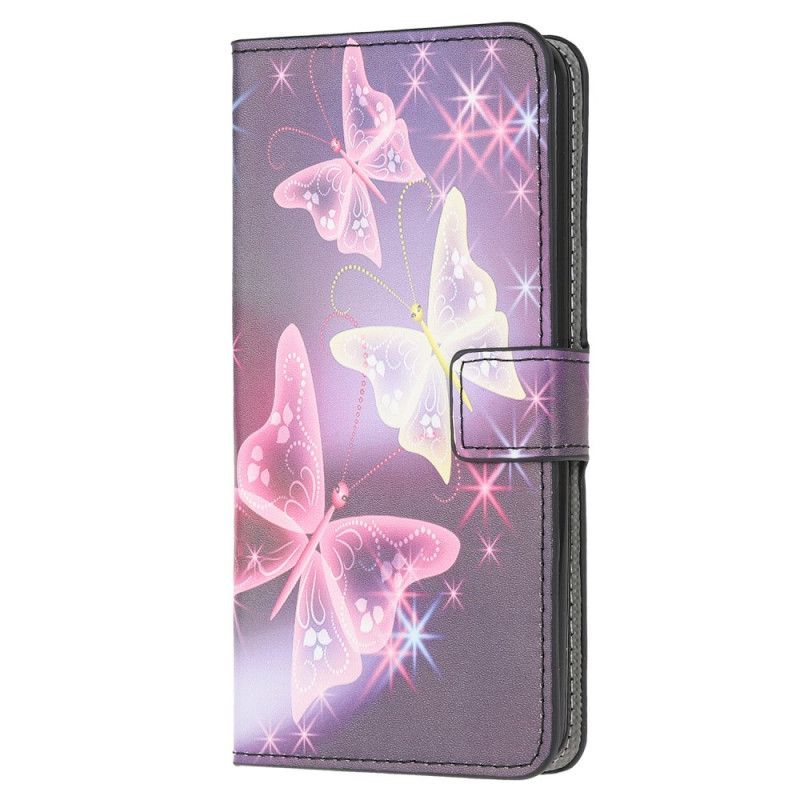 Etui Folio Samsung Galaxy A31 Biały Czarny Nowoczesne Motyle Etui Ochronne