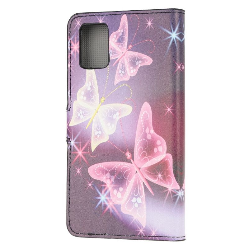 Etui Folio Samsung Galaxy A31 Biały Czarny Nowoczesne Motyle Etui Ochronne