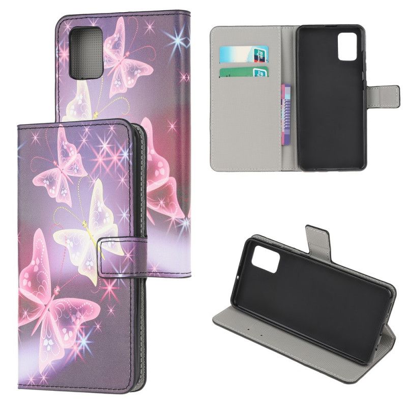 Etui Folio Samsung Galaxy A31 Biały Czarny Nowoczesne Motyle Etui Ochronne