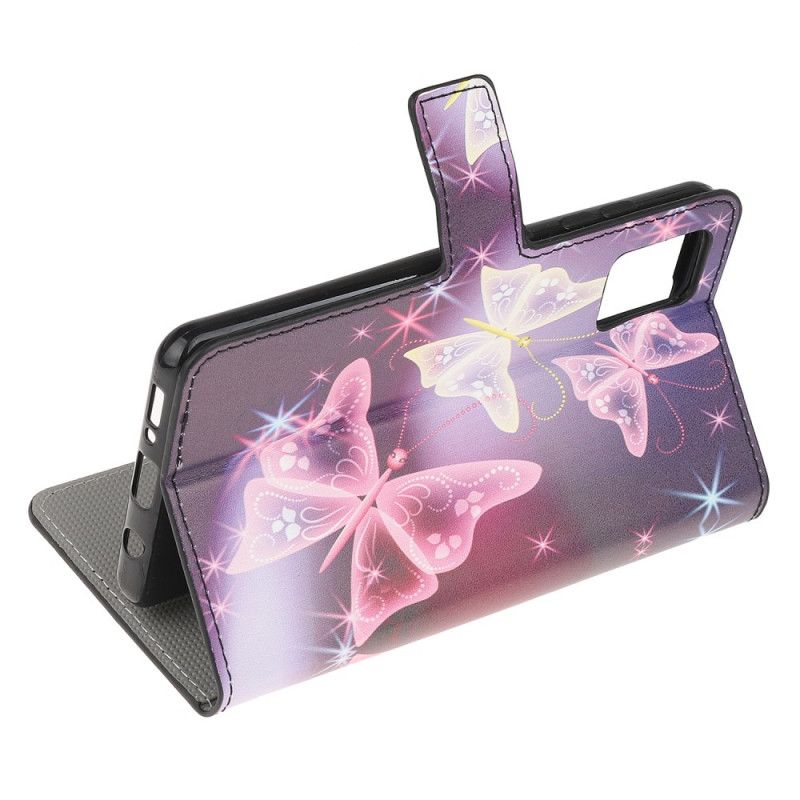 Etui Folio Samsung Galaxy A31 Biały Czarny Nowoczesne Motyle Etui Ochronne