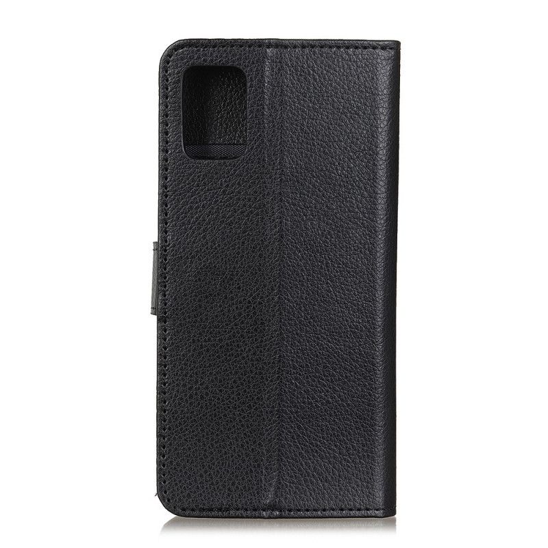 Etui Folio Samsung Galaxy A31 Biały Czarny Tradycyjna Imitacja Skóry Etui Ochronne