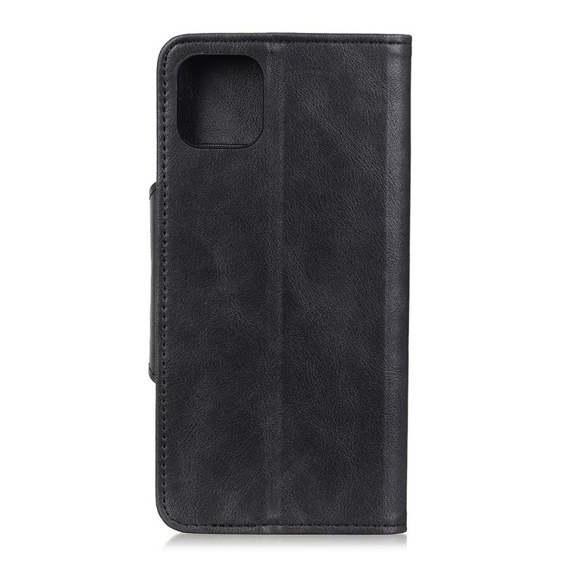 Etui Folio Samsung Galaxy A31 Ciemnoniebieski Czerwony Imitacja Skóry Guzików Etui Ochronne