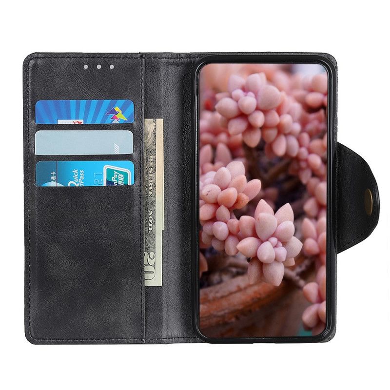 Etui Folio Samsung Galaxy A31 Ciemnoniebieski Czerwony Imitacja Skóry Guzików Etui Ochronne