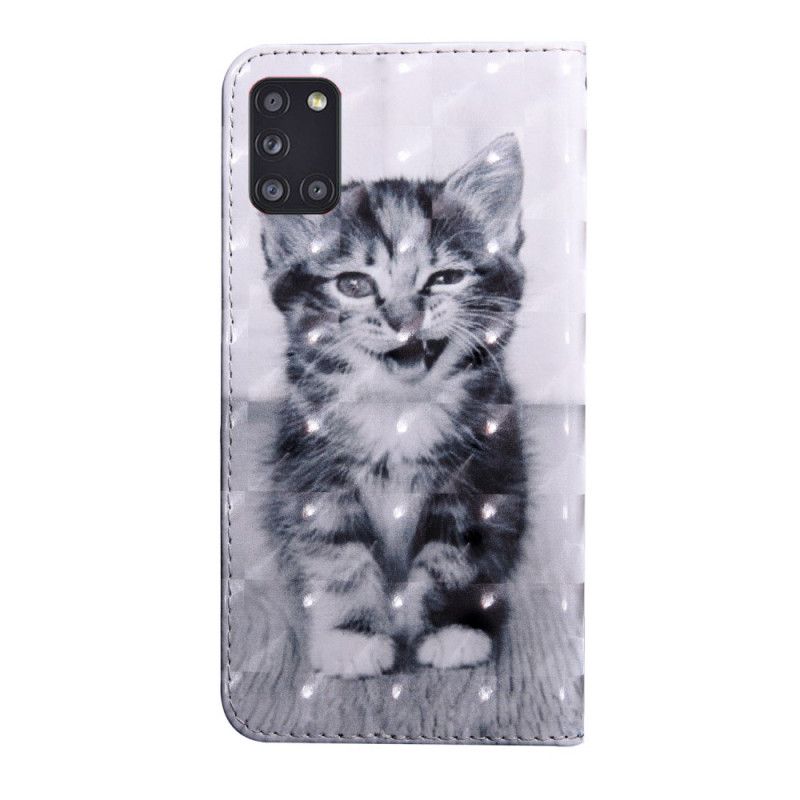 Etui Folio Samsung Galaxy A31 Czarno-Biały Cat Etui Ochronne