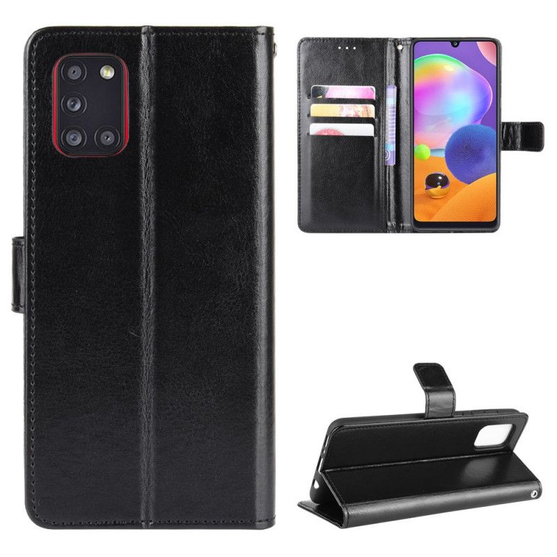 Etui Folio Samsung Galaxy A31 Czarny Efektowna Sztuczna Skóra Etui Ochronne