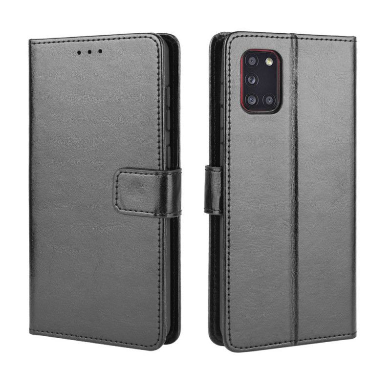 Etui Folio Samsung Galaxy A31 Czarny Efektowna Sztuczna Skóra Etui Ochronne