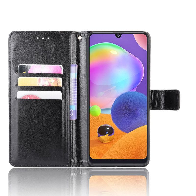 Etui Folio Samsung Galaxy A31 Czarny Efektowna Sztuczna Skóra Etui Ochronne