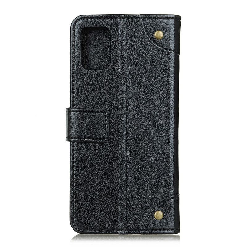 Etui Folio Samsung Galaxy A31 Czerwony Czarny Efekt Antycznej Skóry Nappa Etui Ochronne