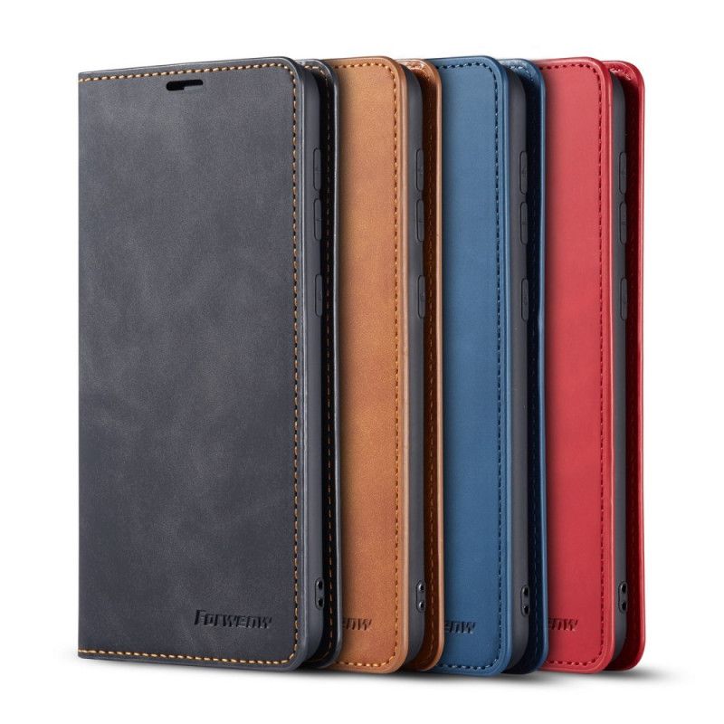 Etui Folio Samsung Galaxy A31 Czerwony Czarny Efekt Skóry Forwenw Etui Ochronne