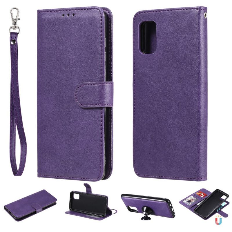 Etui Folio Samsung Galaxy A31 Czerwony Czarny Odpinana Skorupa I Pasek