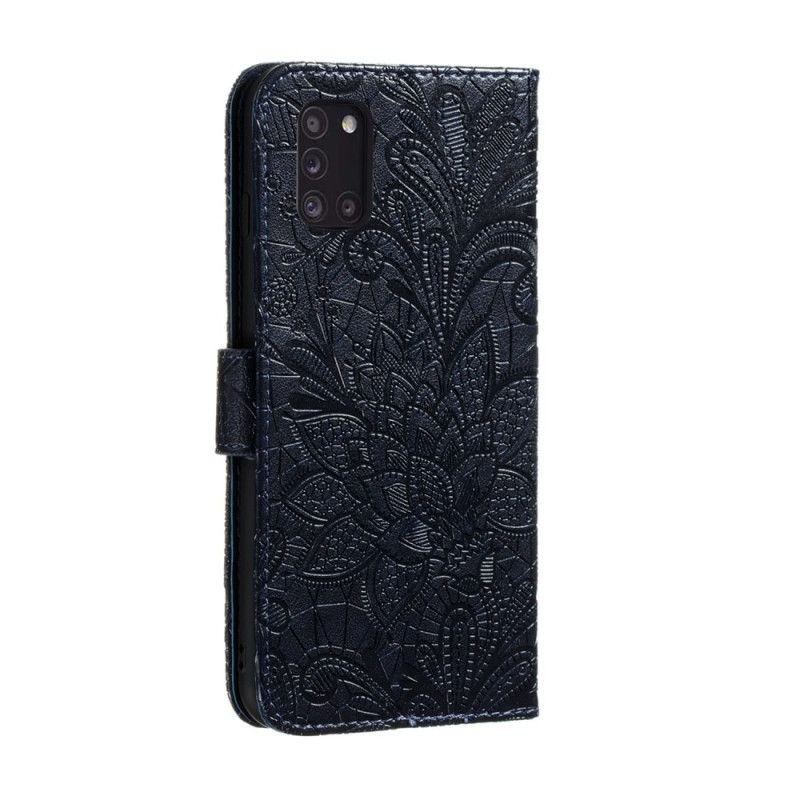 Etui Folio Samsung Galaxy A31 Czerwony Szary Plemienne Kwiaty Stringi Etui Ochronne