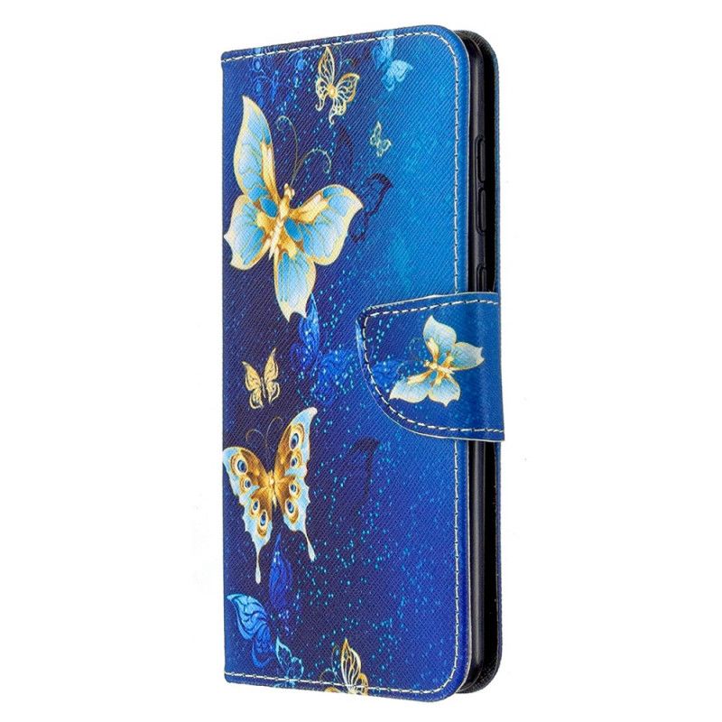 Etui Folio Samsung Galaxy A31 Jasnoniebieski Ciemnoniebieski Królowie Motyli