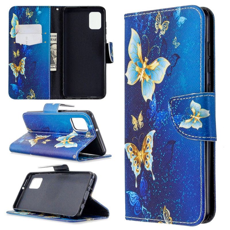 Etui Folio Samsung Galaxy A31 Jasnoniebieski Ciemnoniebieski Królowie Motyli