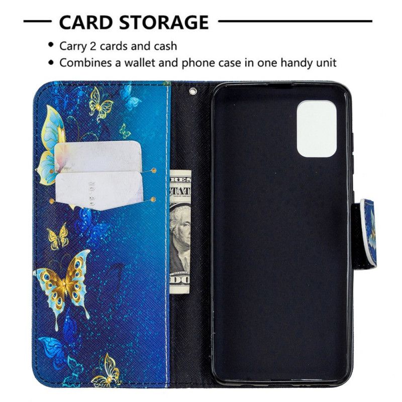 Etui Folio Samsung Galaxy A31 Jasnoniebieski Ciemnoniebieski Królowie Motyli