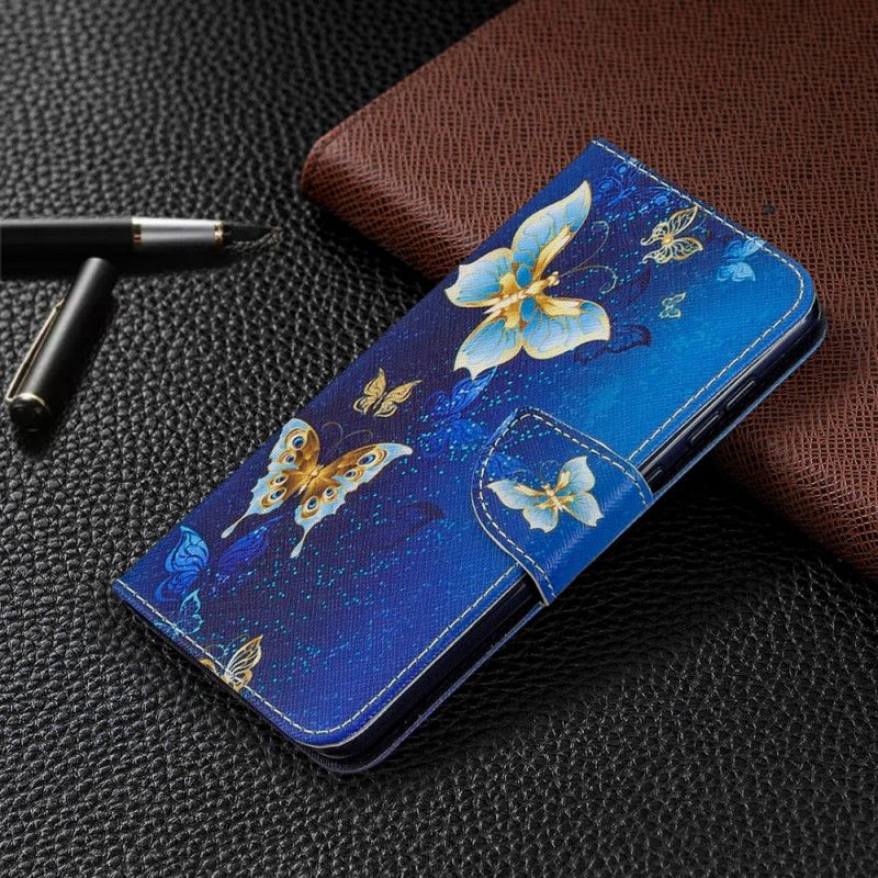 Etui Folio Samsung Galaxy A31 Jasnoniebieski Ciemnoniebieski Królowie Motyli