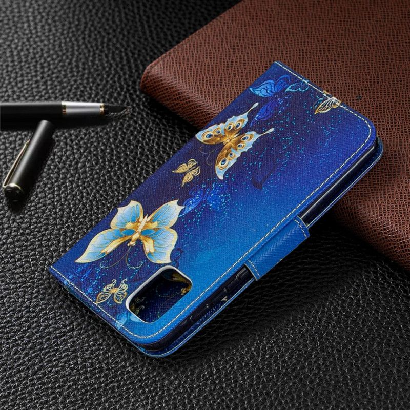 Etui Folio Samsung Galaxy A31 Jasnoniebieski Ciemnoniebieski Królowie Motyli