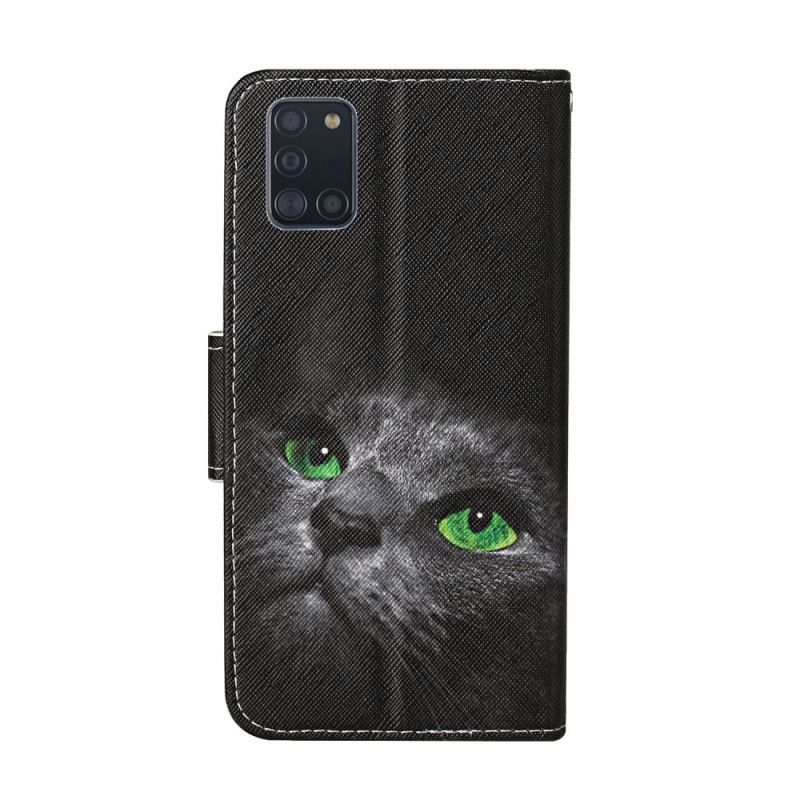 Etui Folio Samsung Galaxy A31 Kot Z Zielonymi Oczami Ze Stringami Etui Ochronne