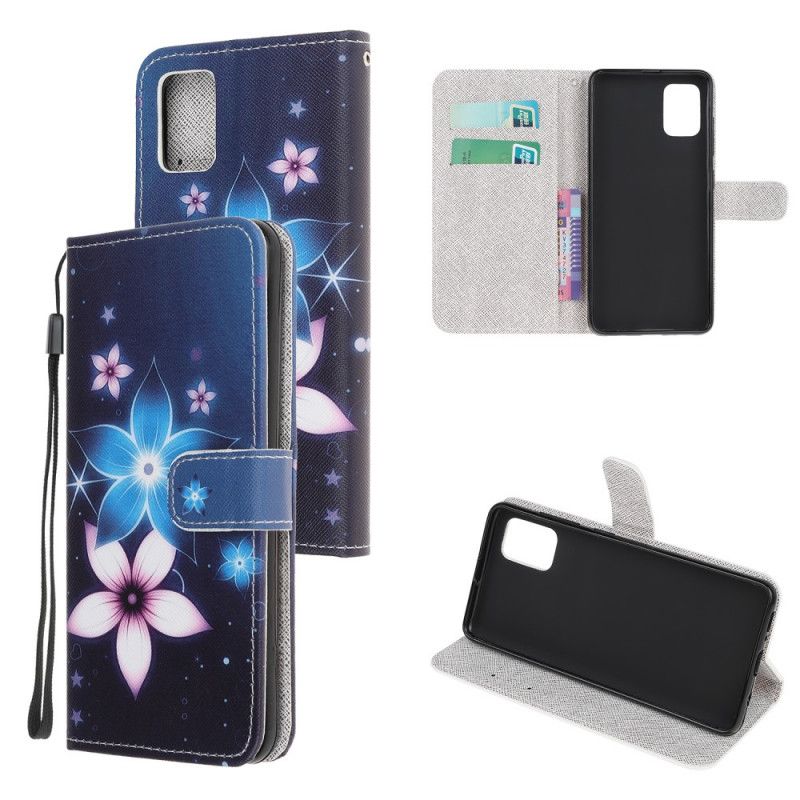 Etui Folio Samsung Galaxy A31 Księżycowe Kwiaty Ze Stringami