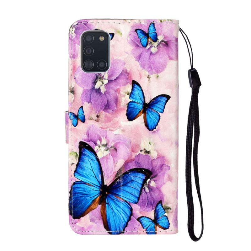 Etui Folio Samsung Galaxy A31 Kwiatowe Motyle Etui Ochronne