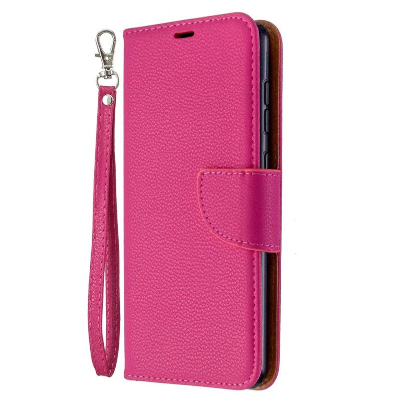 Etui Folio Samsung Galaxy A31 Magenta Czarny Liczi Ukośne Płatkowe