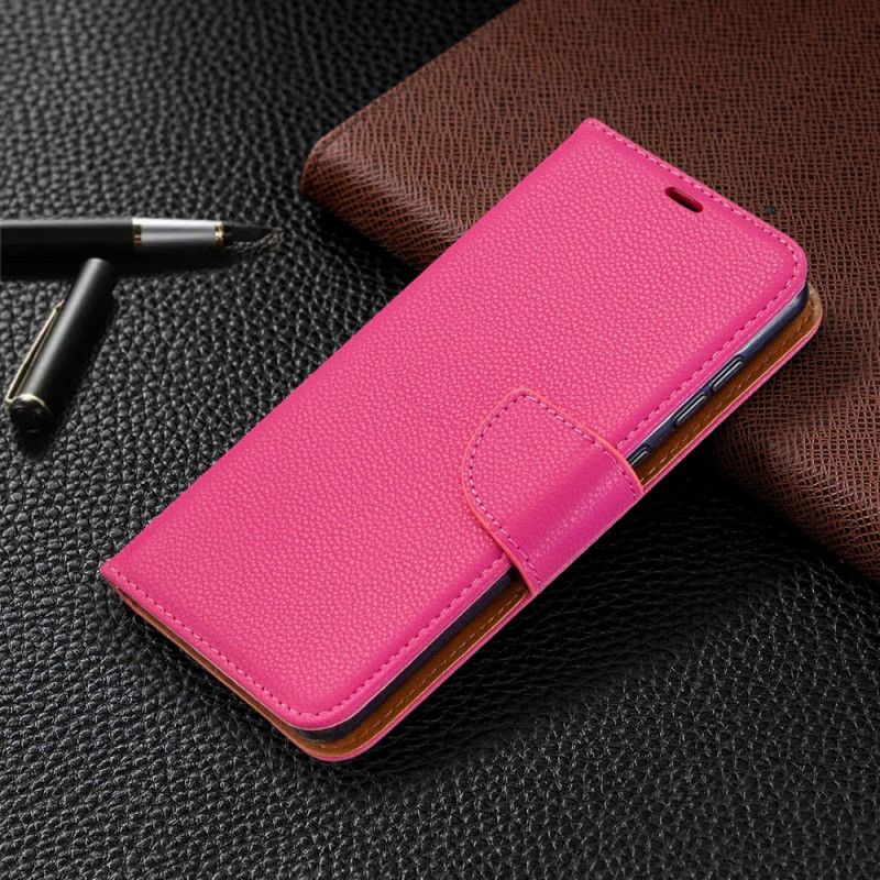 Etui Folio Samsung Galaxy A31 Magenta Czarny Liczi Ukośne Płatkowe