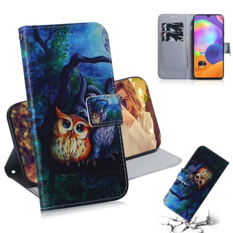 Etui Folio Samsung Galaxy A31 Malowanie Sowy Etui Ochronne