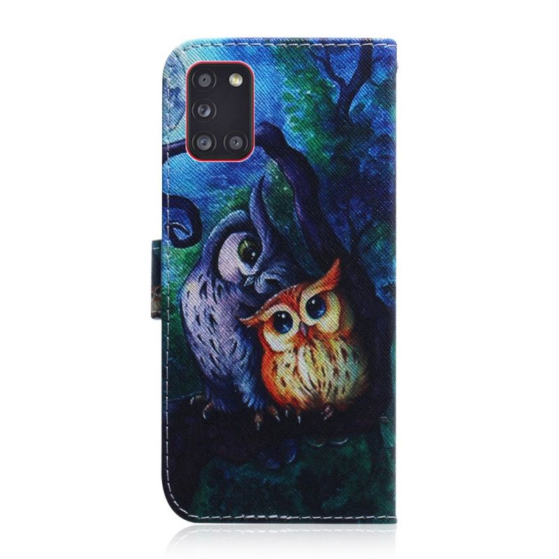 Etui Folio Samsung Galaxy A31 Malowanie Sowy Etui Ochronne