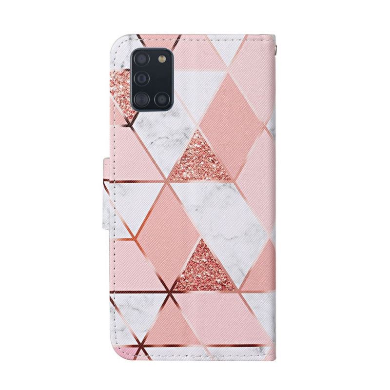 Etui Folio Samsung Galaxy A31 Marmur I Cekiny Z Paskiem