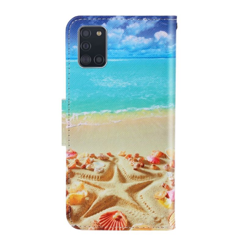 Etui Folio Samsung Galaxy A31 Plaża Z Paskiem