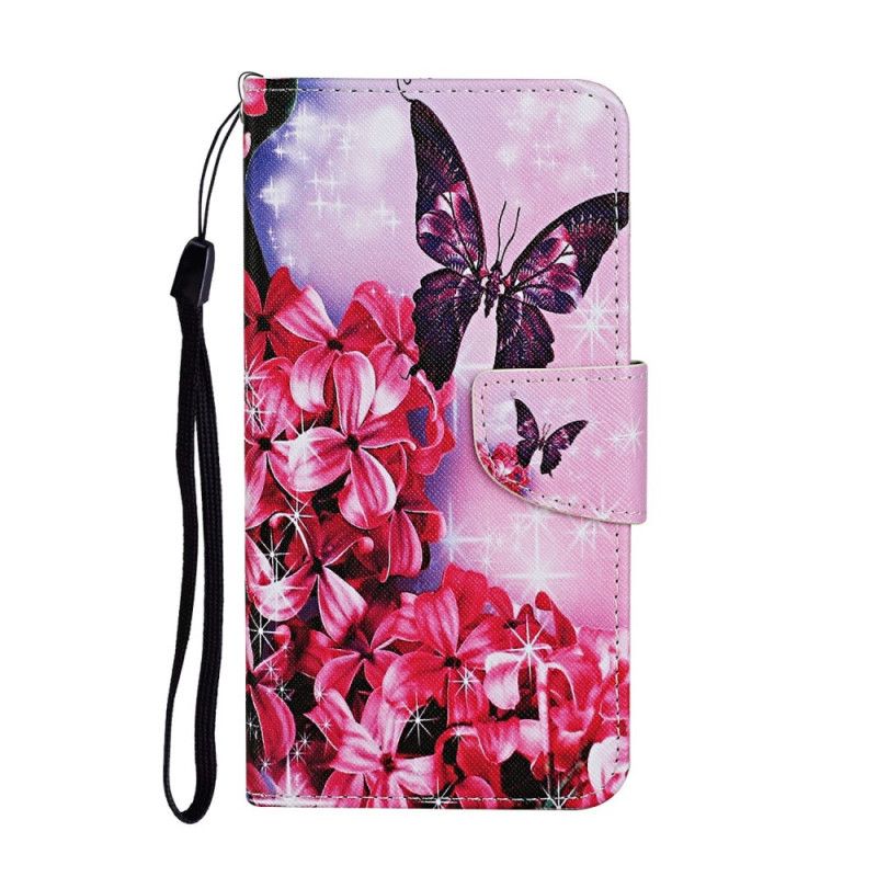 Etui Folio Samsung Galaxy A31 Różowy Magenta Stringi W Kwiatowe Motyle Etui Ochronne