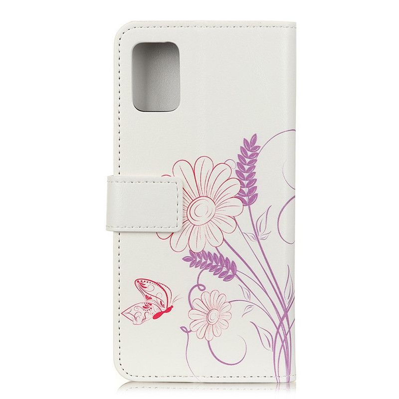 Etui Folio Samsung Galaxy A31 Rysowanie Motyli I Kwiatów Etui Ochronne