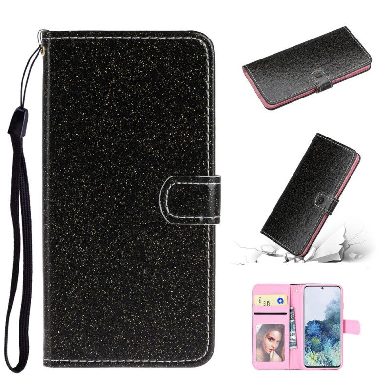 Etui Folio Samsung Galaxy A31 Srebrny Czarny Brokat