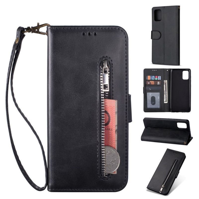 Etui Folio Samsung Galaxy A31 Szary Czarny Portmonetka Na Monety Z Paskiem Etui Ochronne