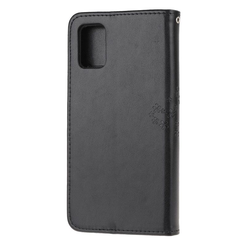 Etui Folio Samsung Galaxy A31 Szary Czarny Sowy Drzewne I Stringi