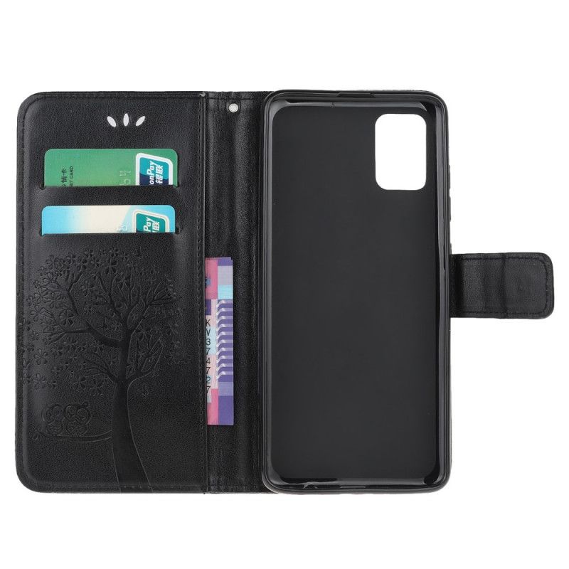 Etui Folio Samsung Galaxy A31 Szary Czarny Sowy Drzewne I Stringi