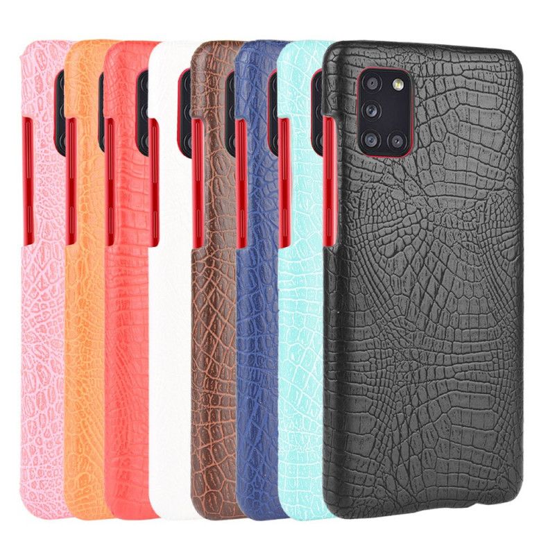 Etui Samsung Galaxy A31 Biały Czarny Efekt Skóry Krokodyla Etui Ochronne