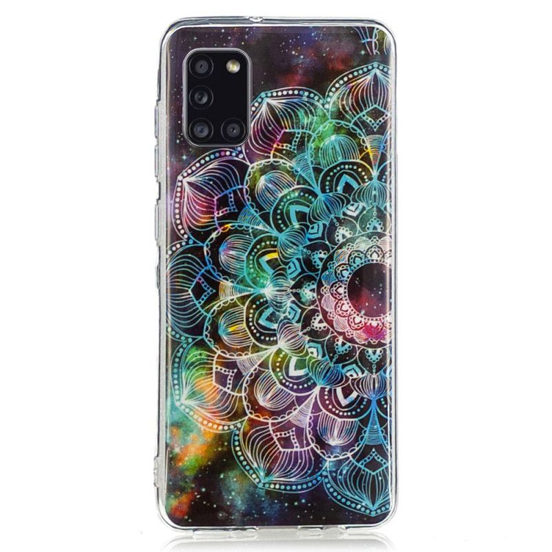 Etui Samsung Galaxy A31 Ciemnoczerwony Czarny Fluorescencyjna Seria Kwiatowa Etui Ochronne