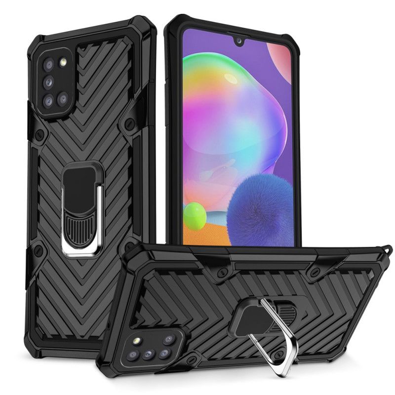 Etui Samsung Galaxy A31 Czerwony Czarny Hybryda Ze Wzorem Pierścienia Nośnego Etui Ochronne