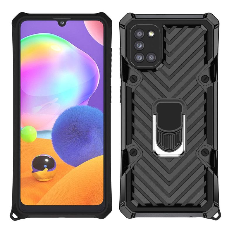 Etui Samsung Galaxy A31 Czerwony Czarny Hybryda Ze Wzorem Pierścienia Nośnego Etui Ochronne