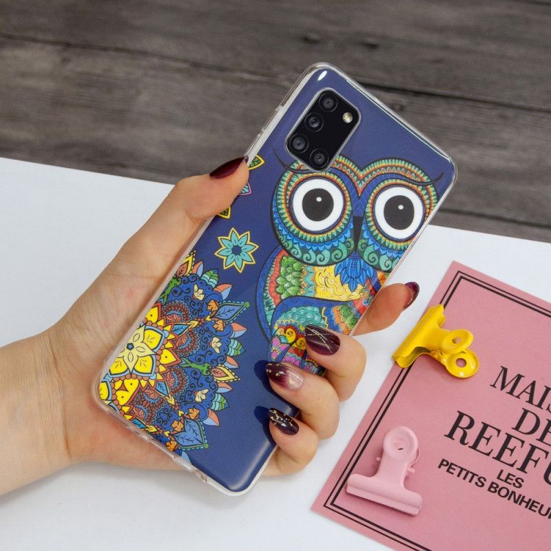 Etui Samsung Galaxy A31 Fluorescencyjna Sowa Mandala