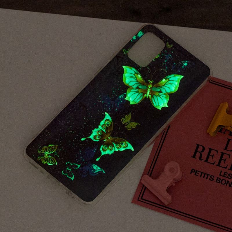 Etui Samsung Galaxy A31 Jasnoniebieski Ciemnoniebieski Fluorescencyjna Seria Motylkowa